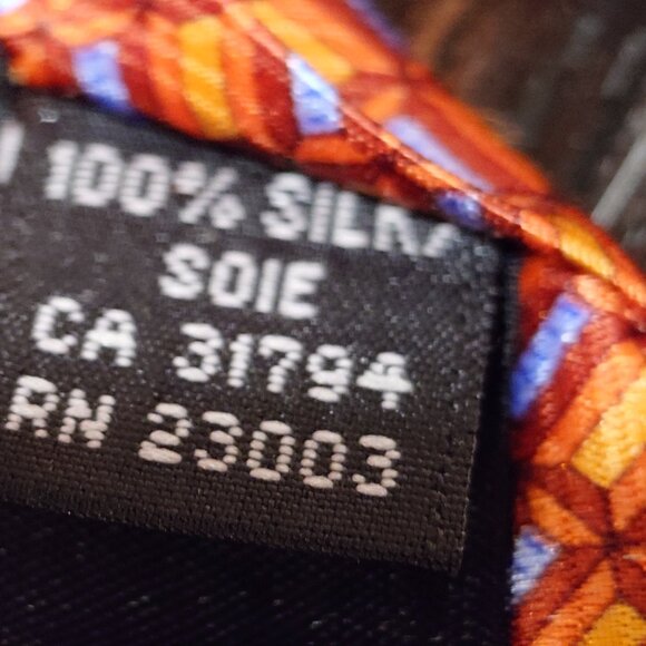Distinction Red, Copper, Gold and Blue Emerald Cut Silk Tie - Picture 4 of 4